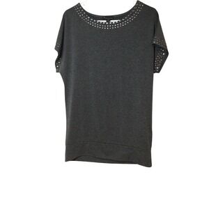 Twenty One Gray Studded Top Short Sleeve Casual T-Shirt Women's‎ Size S (282)